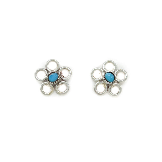 Tiny Flower Earrings with Turquoise