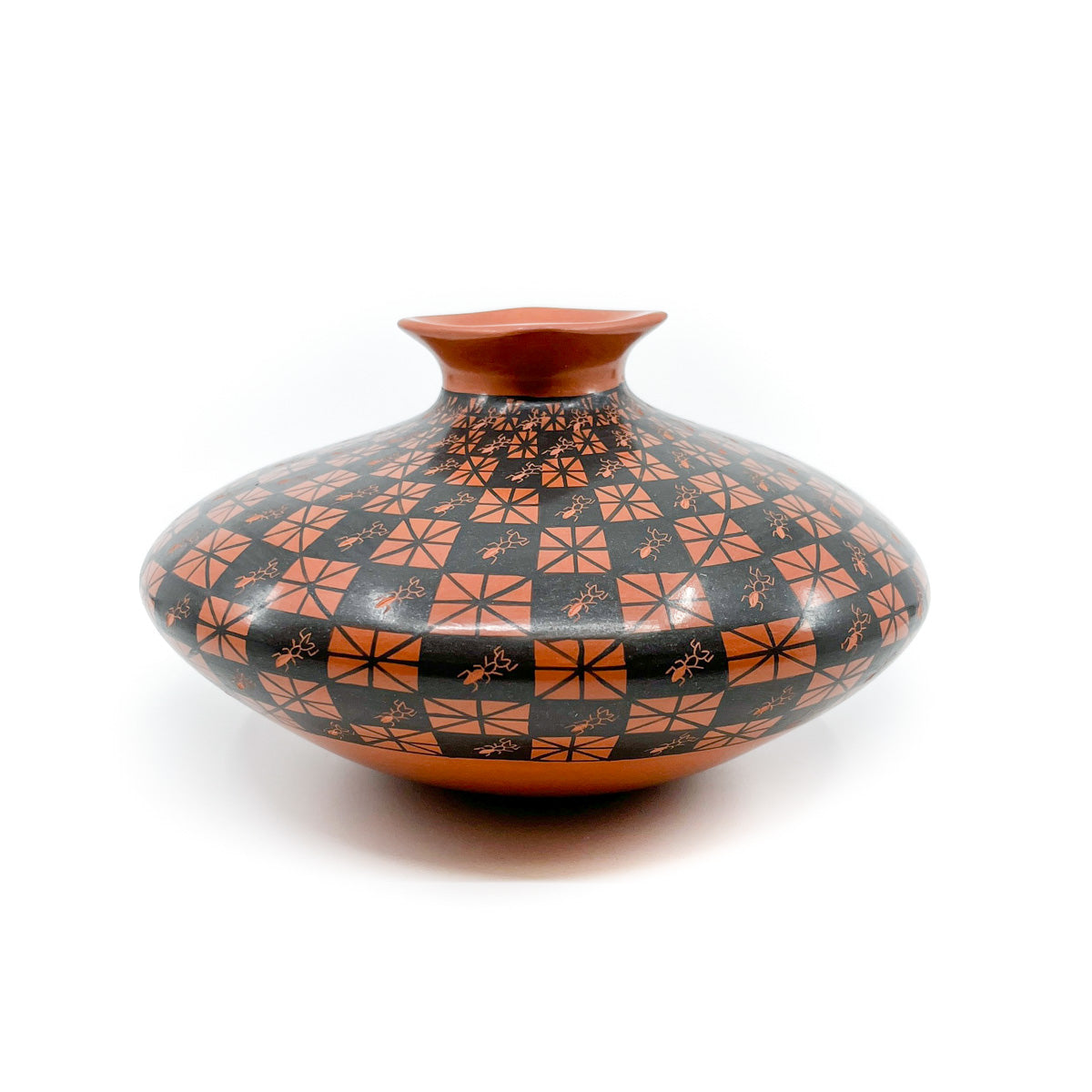 Ant Design on Checkerboard Vase