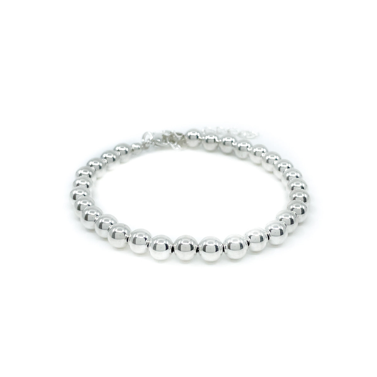 High polished sterling silver beaded bracelet