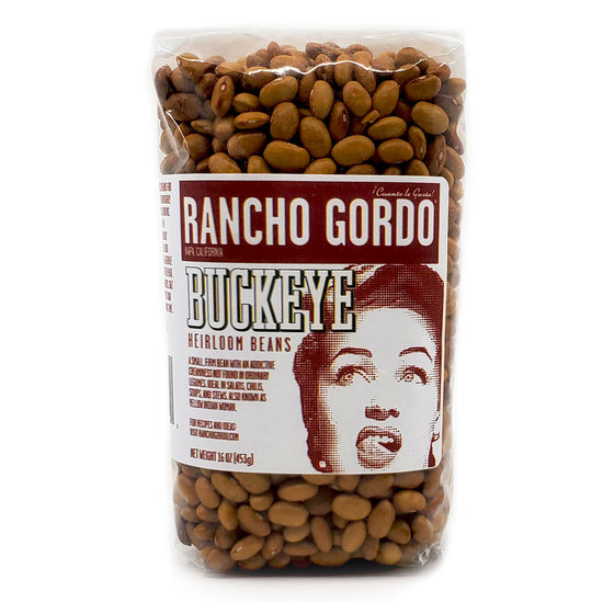 rancho gordo buckeye heirloom beans. Buckeye's are incredibly creamy, more like a classic black turtle bean than anything else.