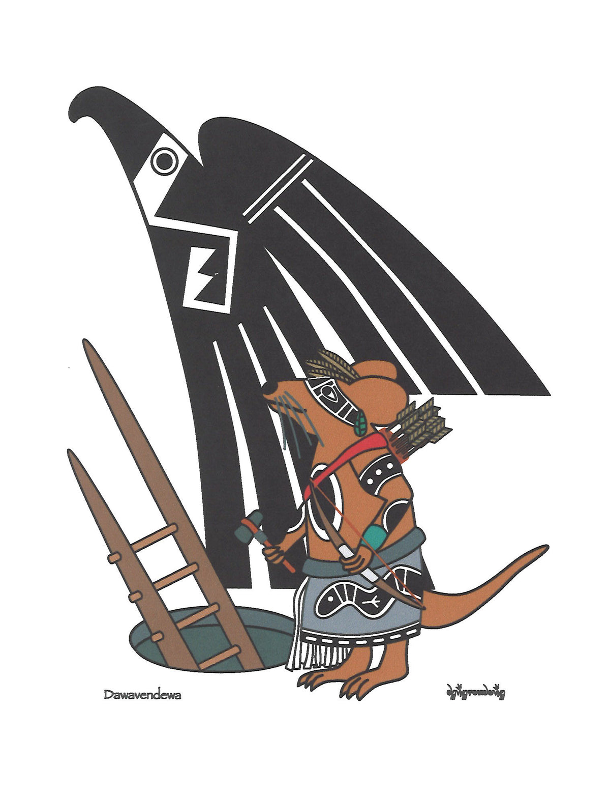 Size: 5 inches x 6.5 inches  Warrior Mouse Card, story on back, comes with white envelope
