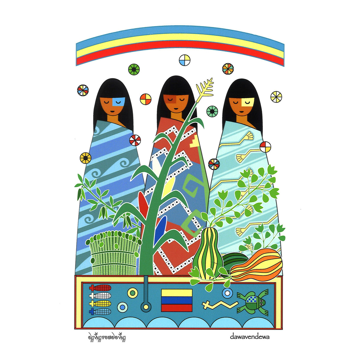 Three Sister Maidens card Hopi Artist Gerald A. A. Dawavendewa