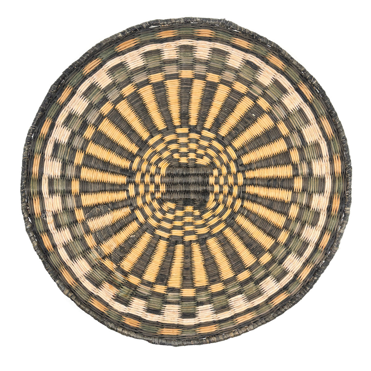 Hopi Wicker Plaque - Rare Combined Corn Cob & Sunflower Design