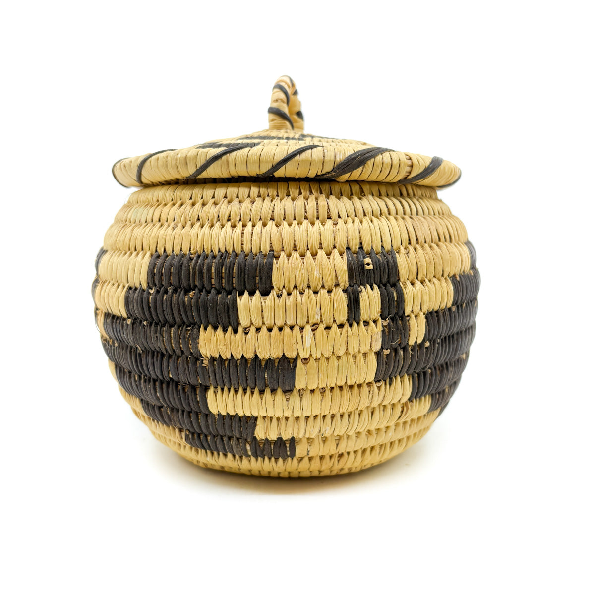 Tohono O'odham Basket with Dove Motif and Coyote Tracks Lid