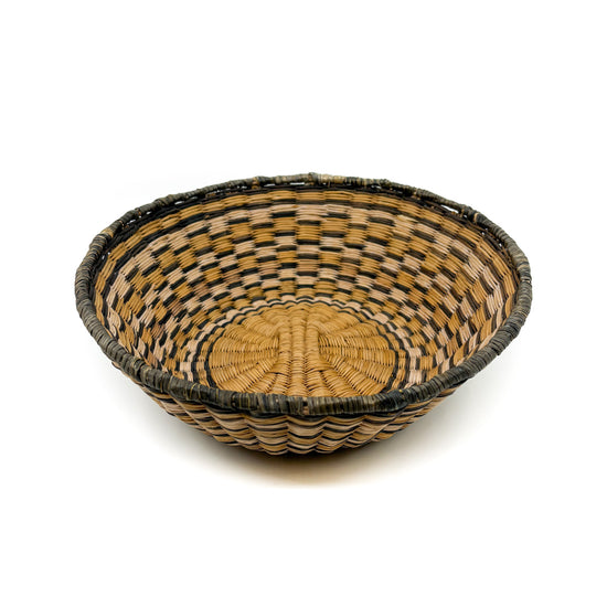 Hopi Wicker Basket Bowl with Sunflower Pattern