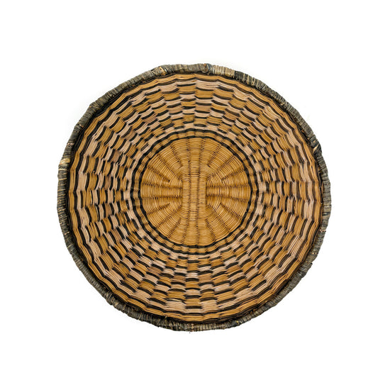 Hopi Wicker Basket Bowl with Sunflower Pattern
