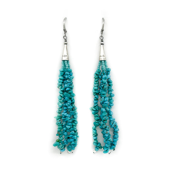 Long Turquoise Nugget Earrings