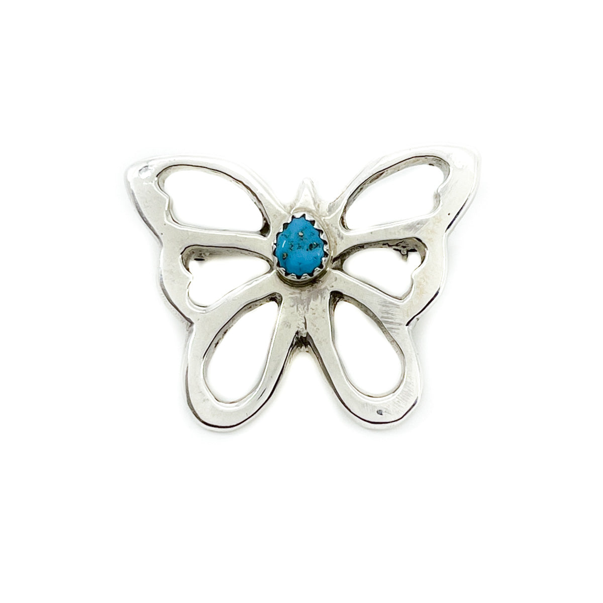 Sterling Silver Butterfly Pin with Turquoise