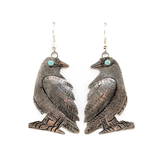 Stunning Silver Ravens with Turquoise Eyes