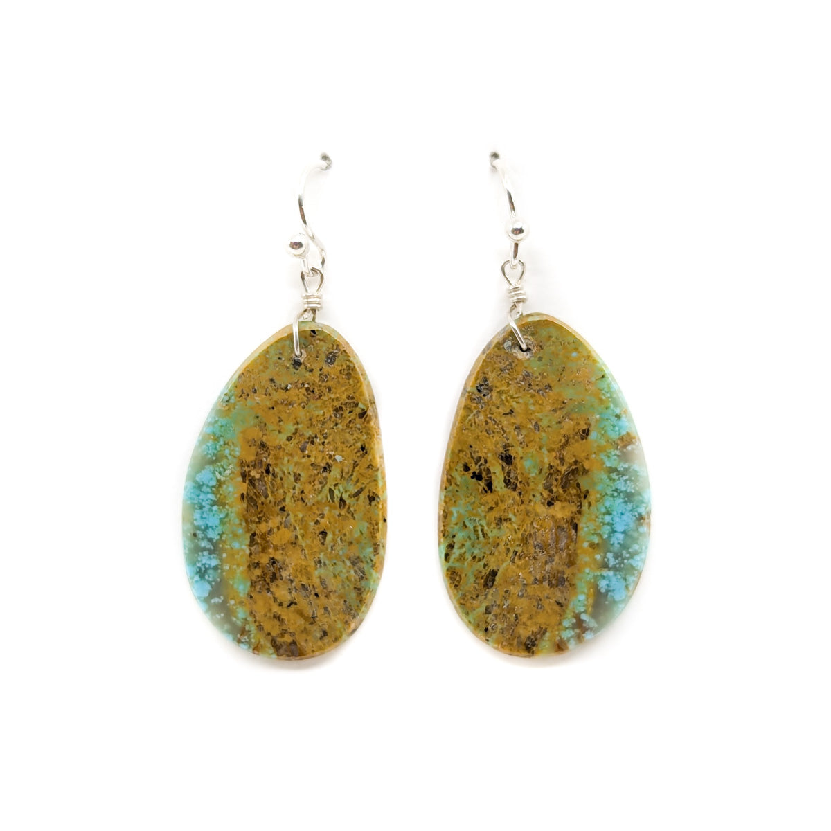 Blue and Brown Turquoise Slab Earrings