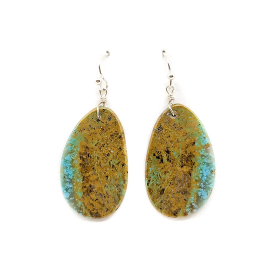 Blue and Brown Turquoise Slab Earrings