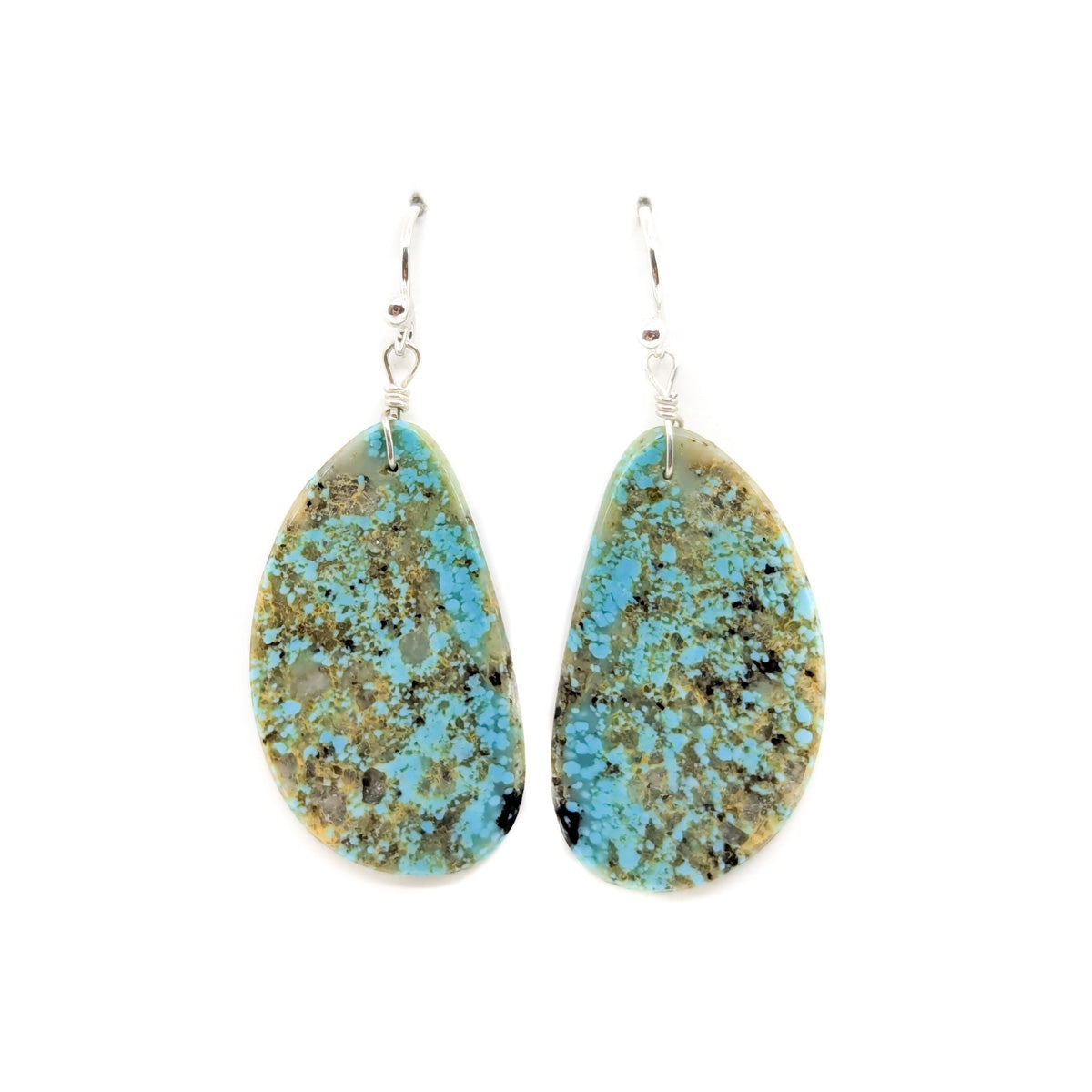 Turquoise Slab Earring with Speckled Matrix