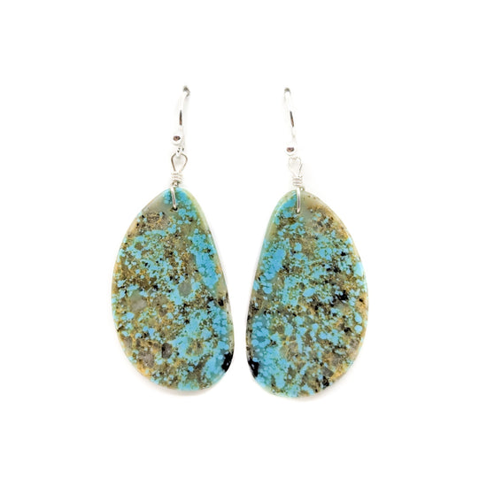 Turquoise Slab Earring with Speckled Matrix