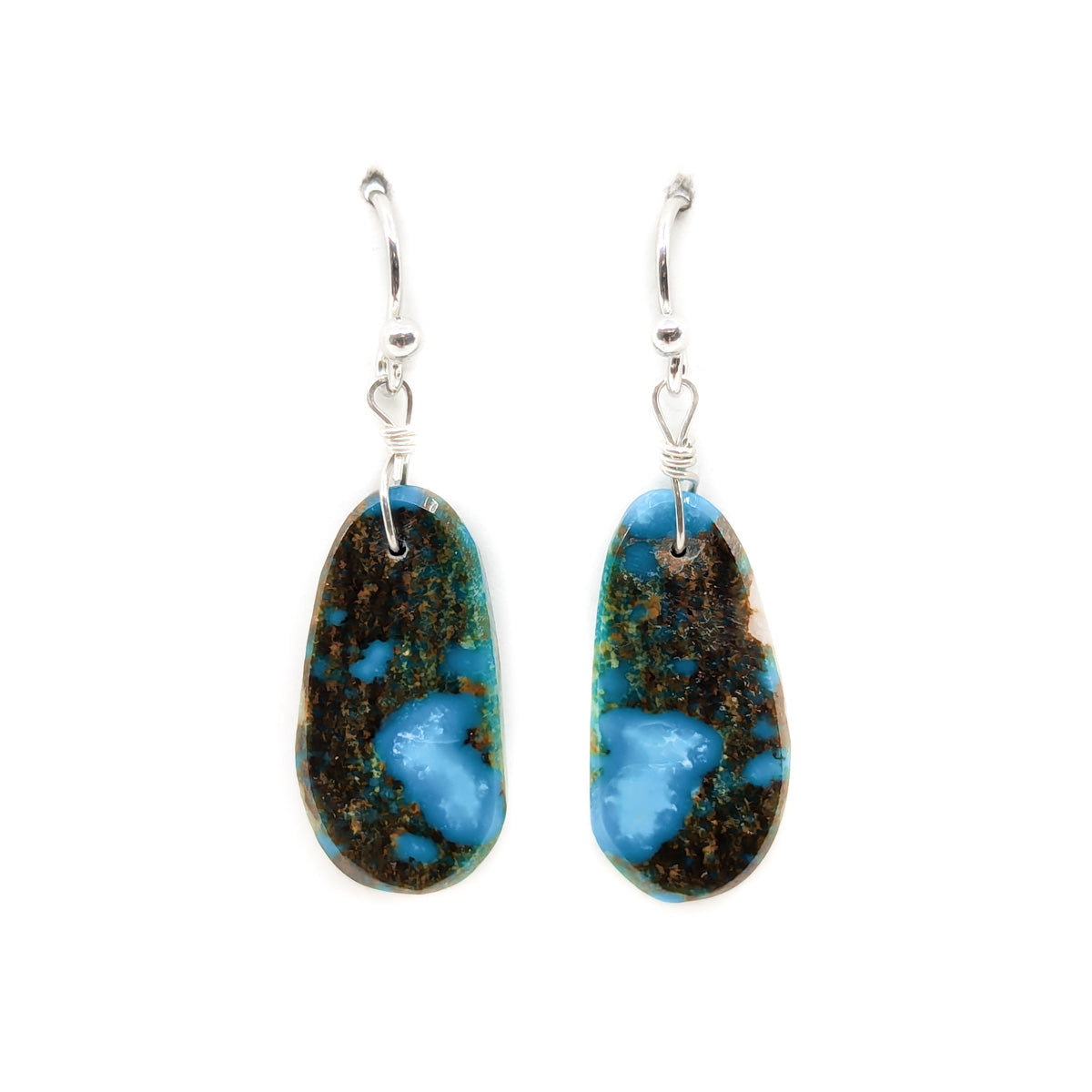 Oblong Turquoise Slab with Dark Matrix