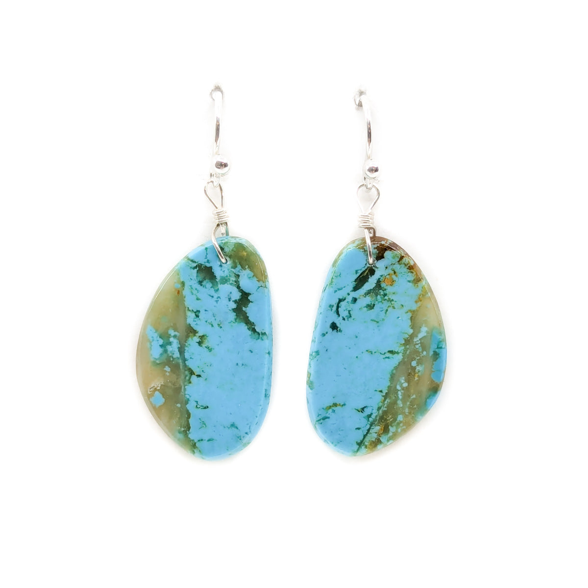 Turquoise Bias Shaped Blue Green Earring
