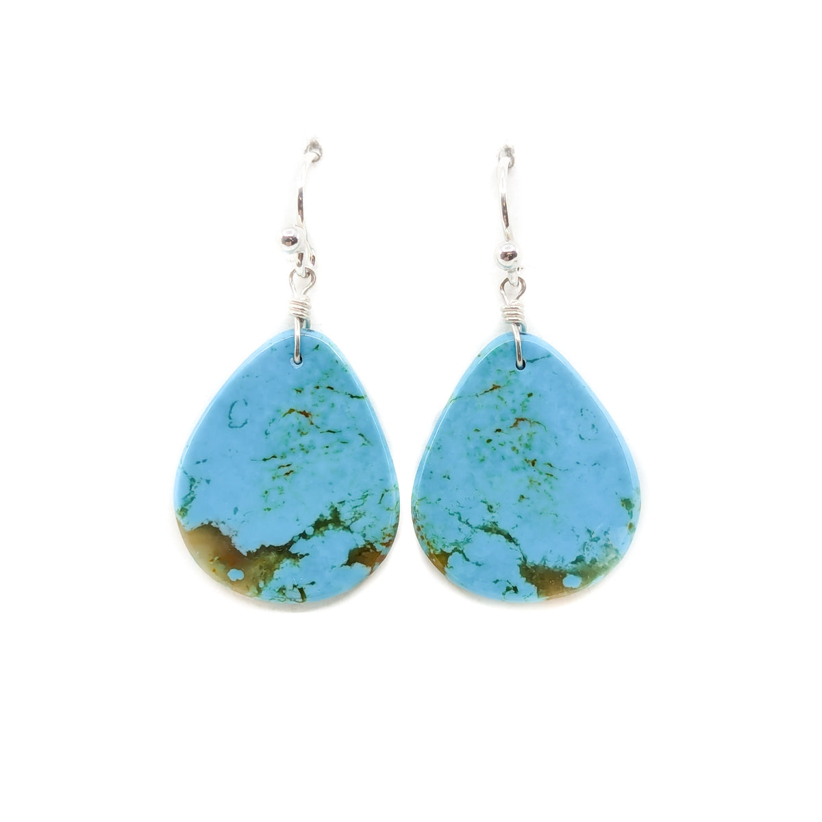 Blue Oval Turquoise Slab Earrings