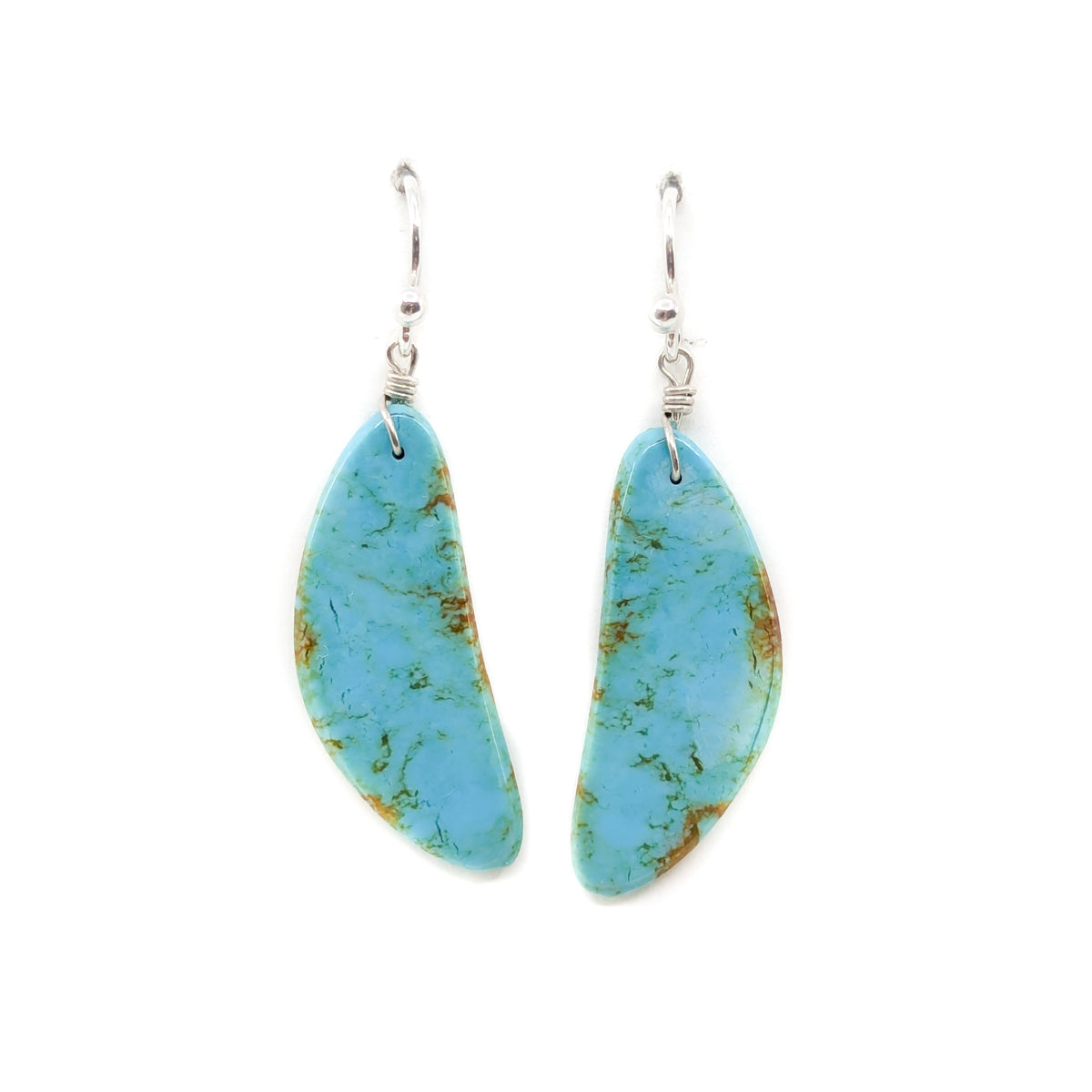 Crescent Shaped Turquoise Slab Earring