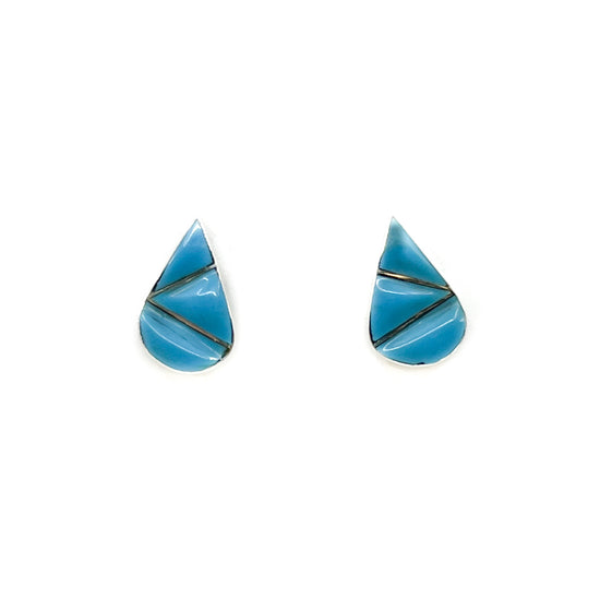 Load image into Gallery viewer, Silver and Turquoise Teardrop Earrings
