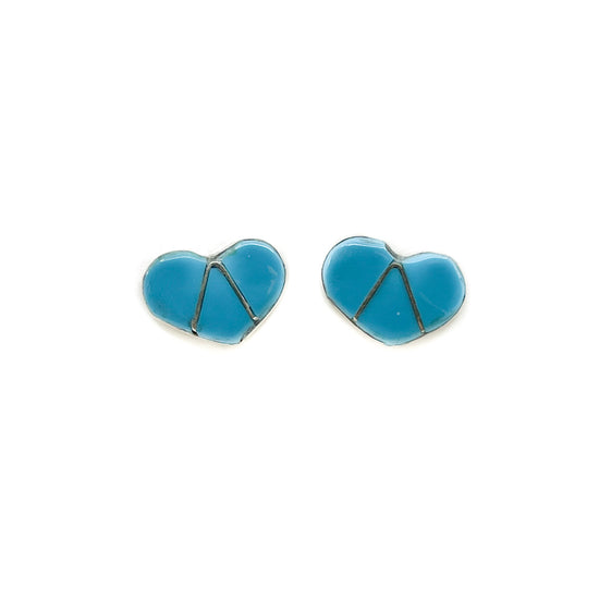 Load image into Gallery viewer, Turquoise Channel Inlay Heart Earrings

