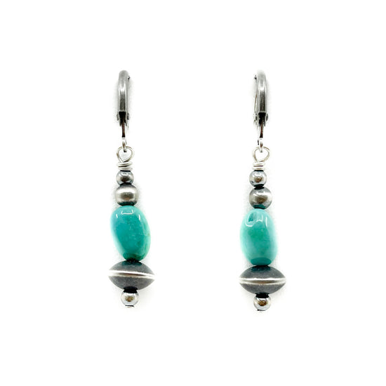 Load image into Gallery viewer, Sterling Silver bead earrings with Turquoise
