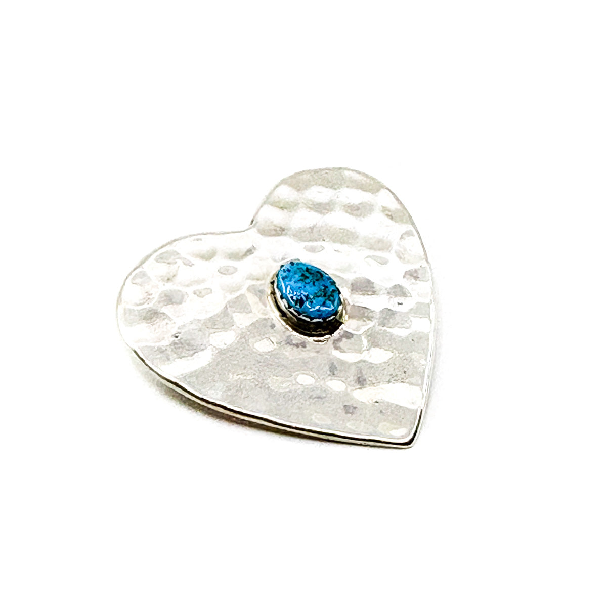 Hammered Silver Heart Turquoise