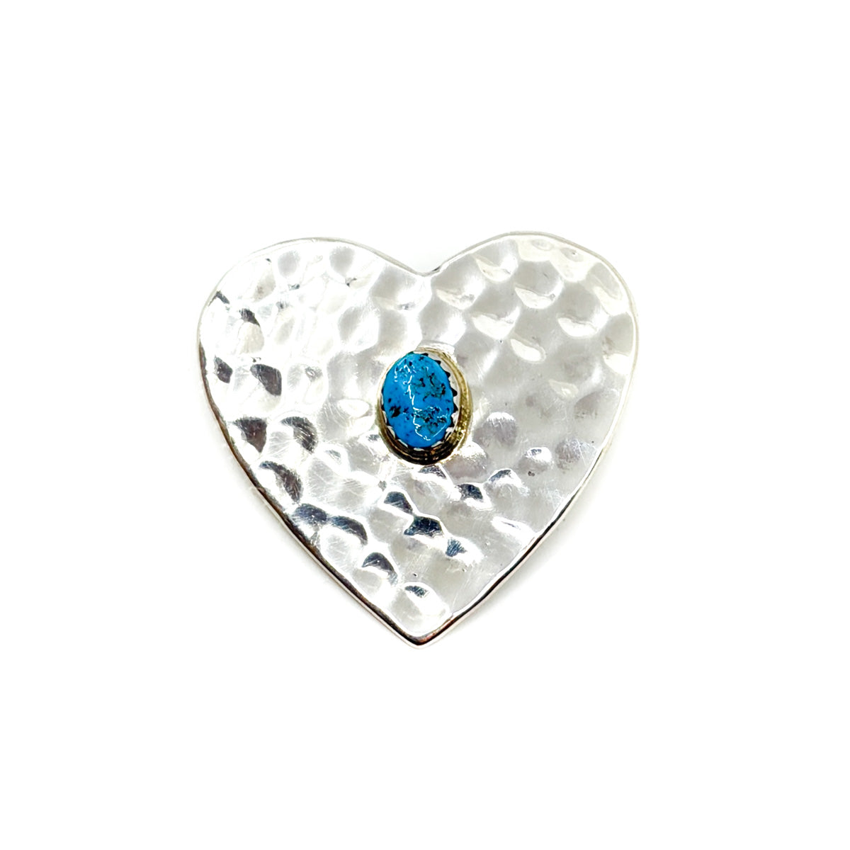 Hammered Silver Heart Turquoise