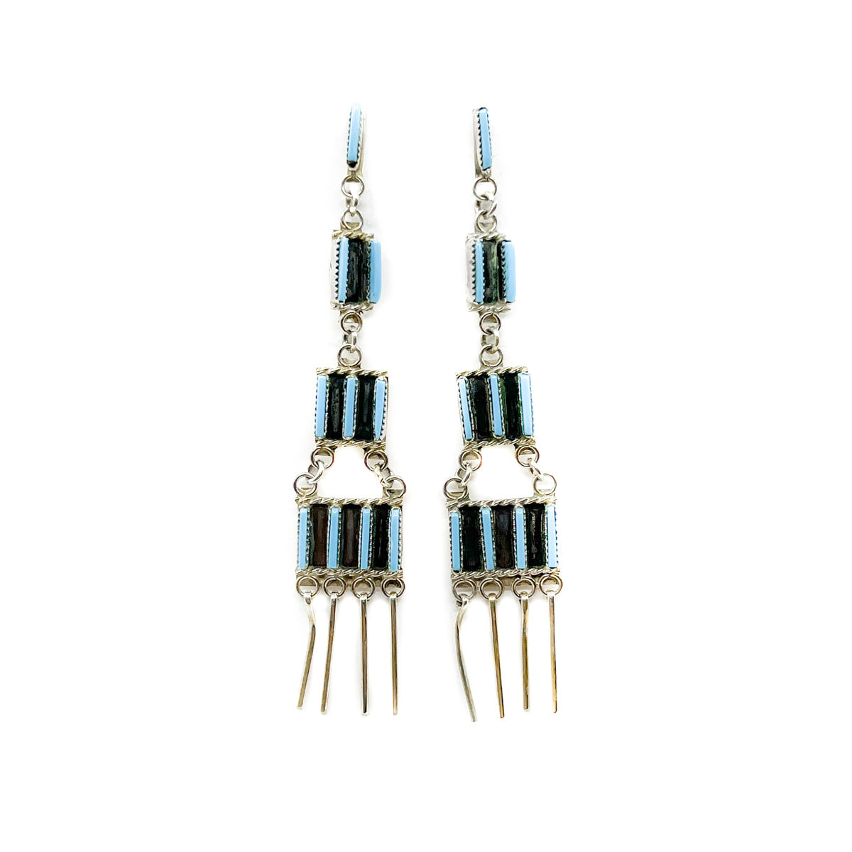 Zuni Turquoise Needlepoint Dangle Earrings