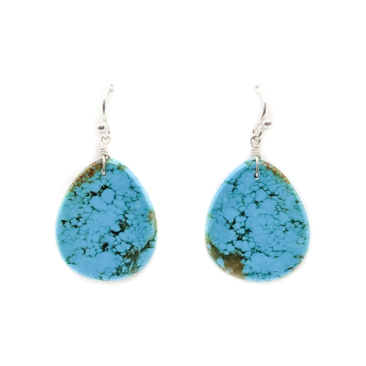 Cerulean Blue Round Turquoise Earrings