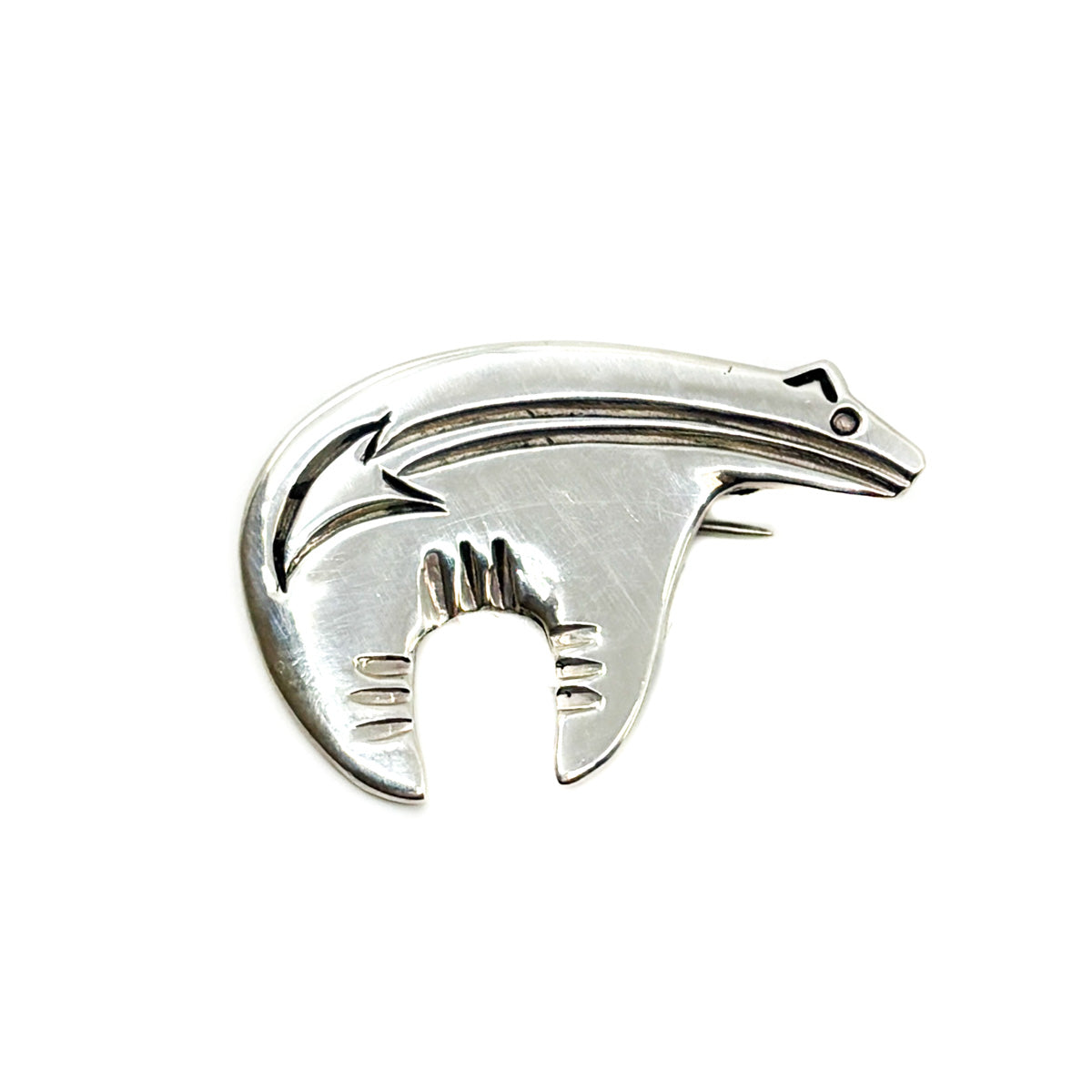 Navajo Sterling Silver Bear with Heartline Pin