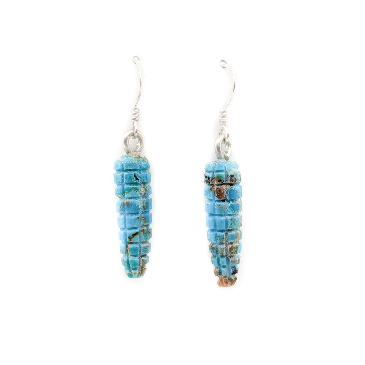 Hand Carved Turquoise Corn Earrings - Santo Domingo Pueblo