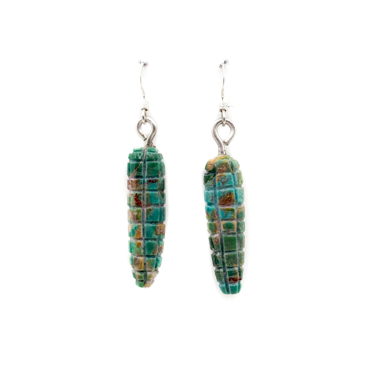 Carved Turquoise Corn Dangle Earrings – Native-Seeds-Search