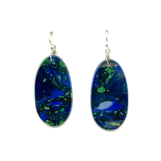 Lapis and Malachite Slab Earrings