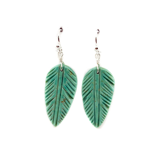 Turquoise Feather Dangle Earrings
