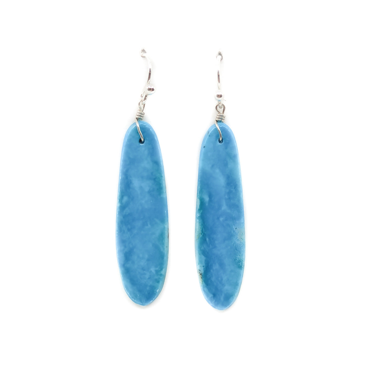 Long Narrow Bright Blue Slab Earring