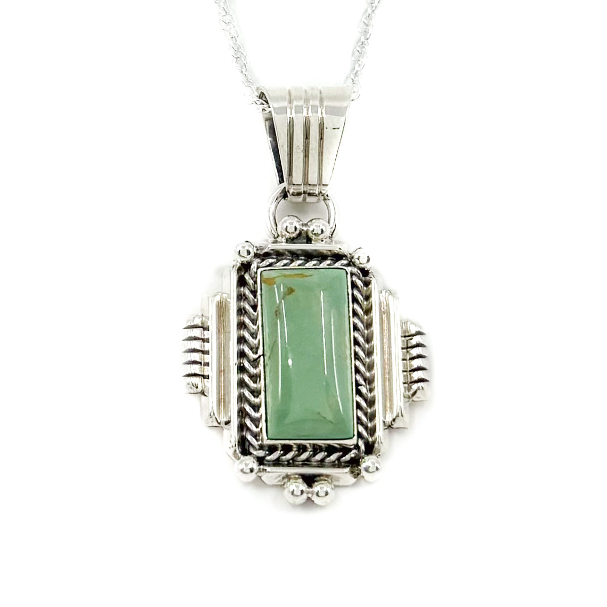 Load image into Gallery viewer, Navajo Silver and Turquoise Pendant with Chain
