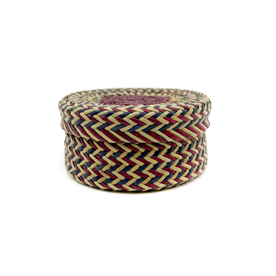 Dark Red and Indigo Pine Needle Basket