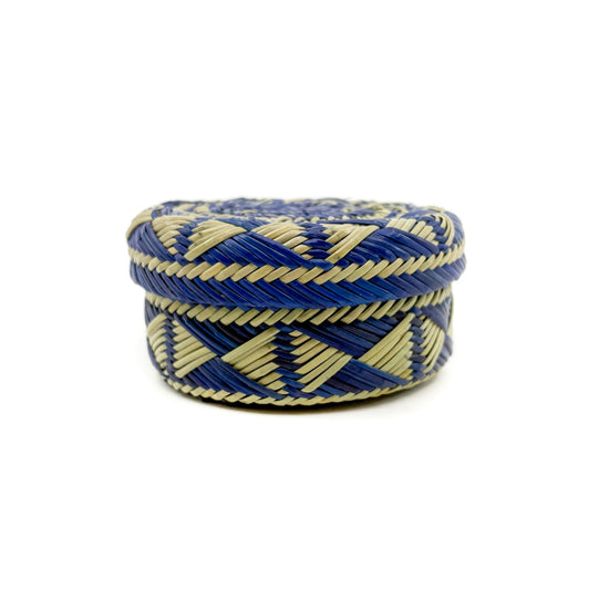 Blue Pine Needle Basket in Geometric Pattern