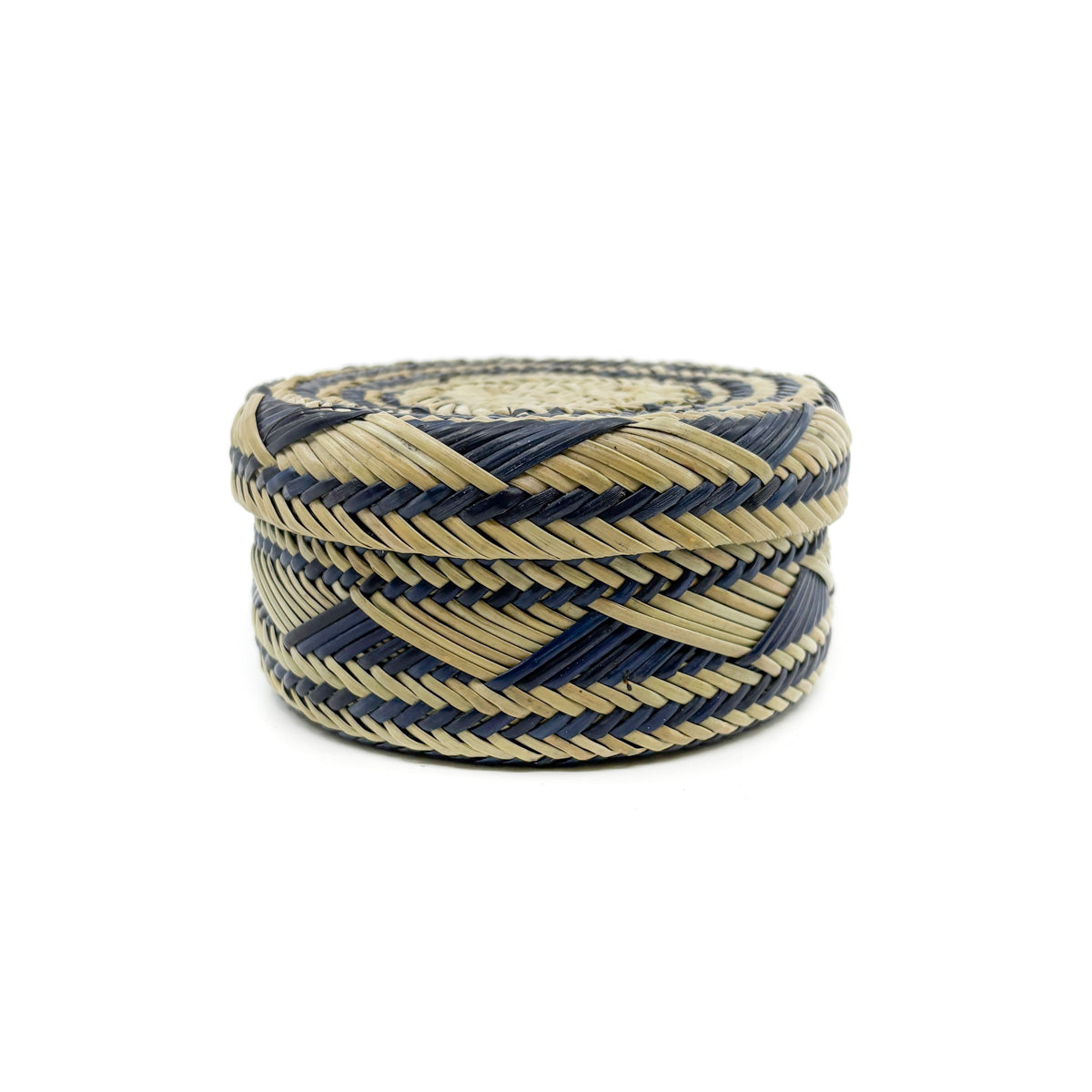 Dark Indigo and Buff Pine Needle Basket