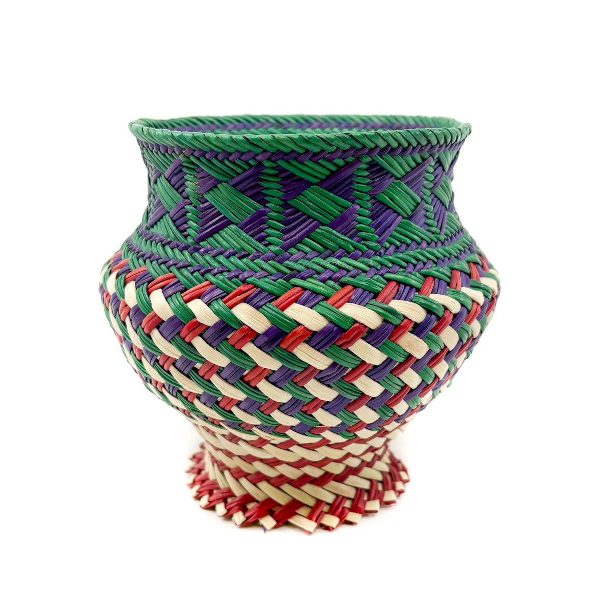 Pine and Sotol Olla Basket in Jewel Tones