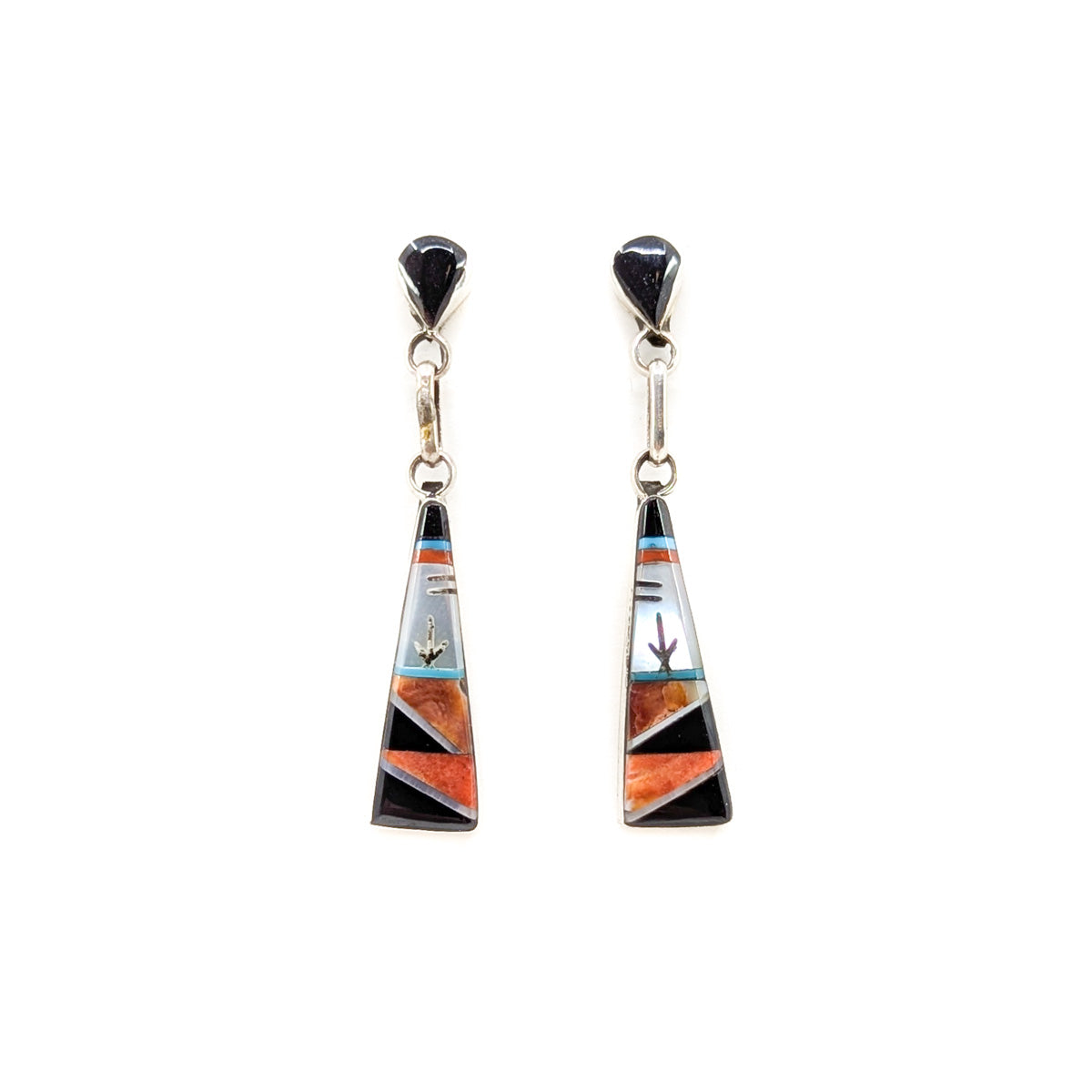 Zuni Tiny Saguaro Triangle Mosaic Earrings