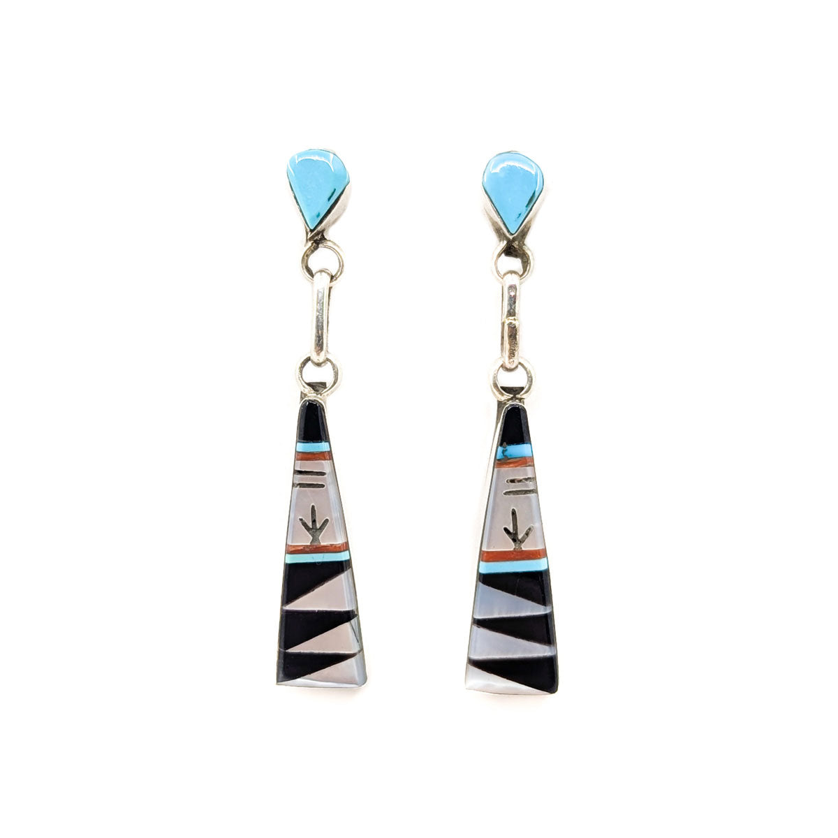 Zuni Tiny Saguaro Triangle Mosaic Earrings