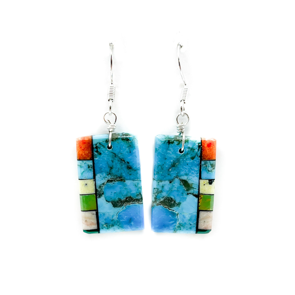 Multi-Stone Mosaic Earrings with Spiny Oyster Shell