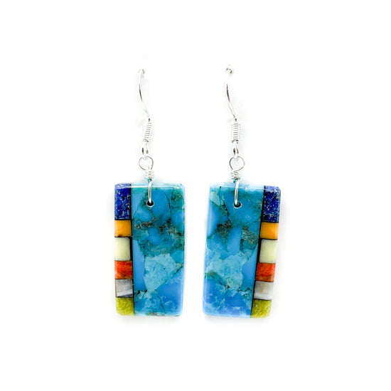 Load image into Gallery viewer, Turquoise with Matrix and Colored Stones  Earrings
