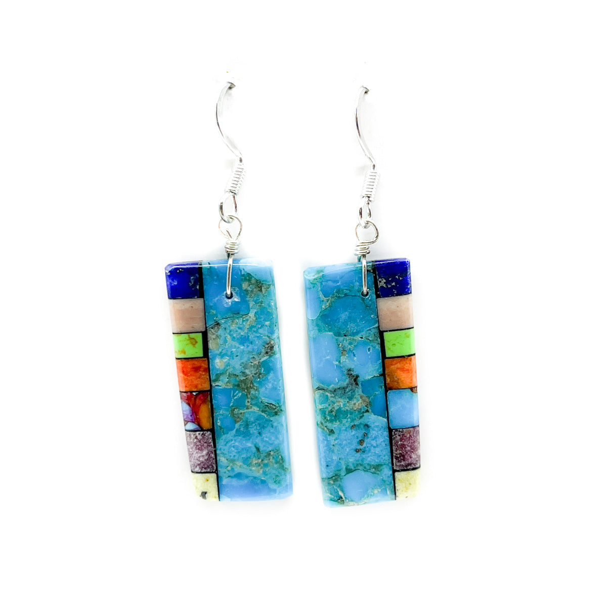 Multi-Stone and Shell Mosaic Earrings