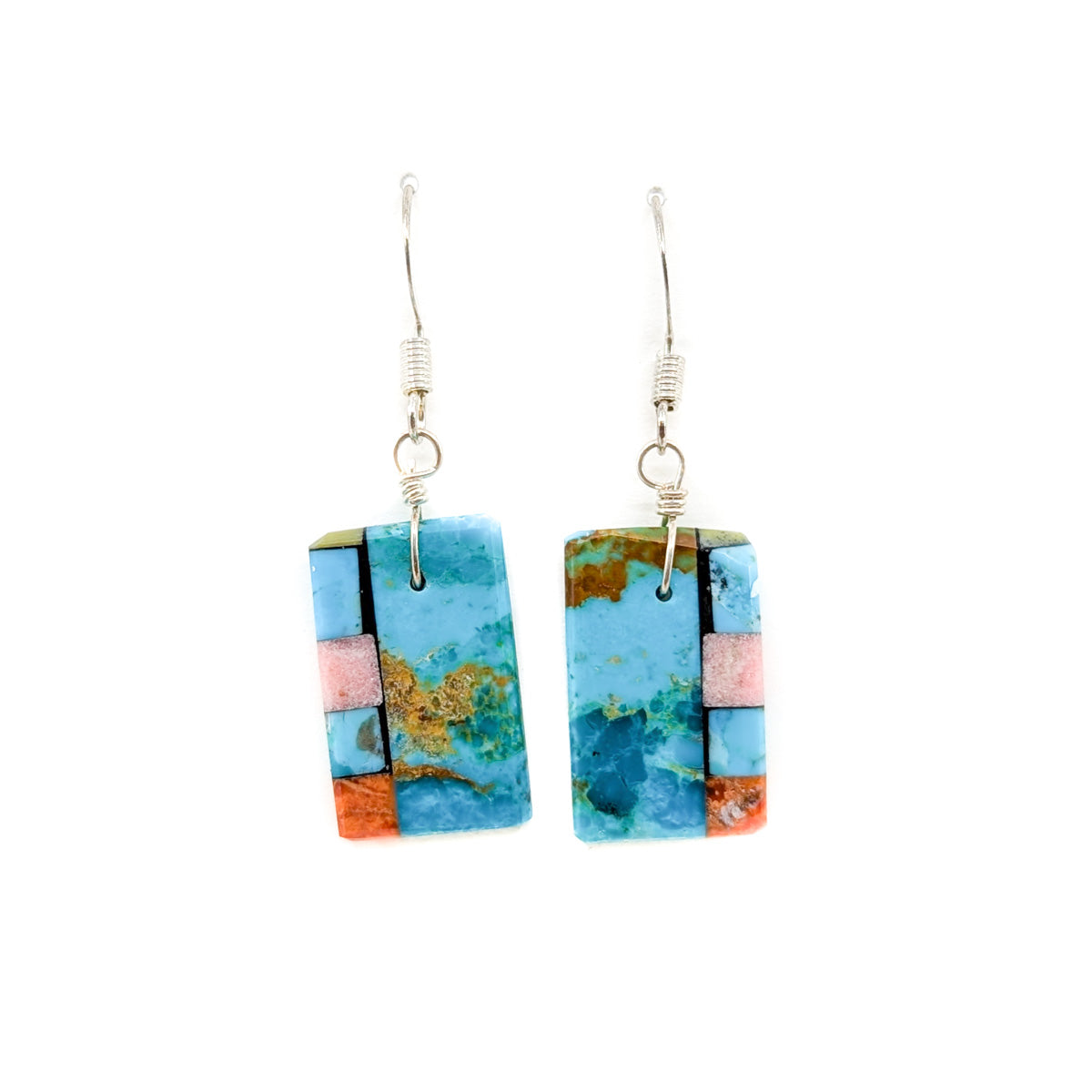 Turquoise Multicolor Stones Slab Earrings