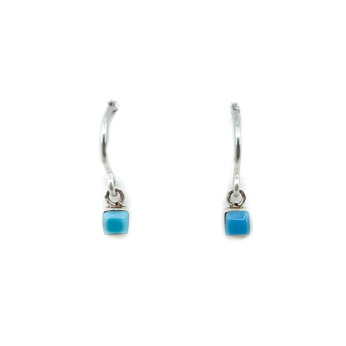 Tiny Square Turquoise Dangle Earrings