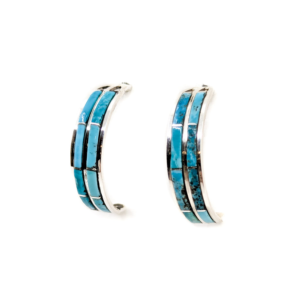 Double Row Turquoise Channel Inlay Hoop Earrings – Native