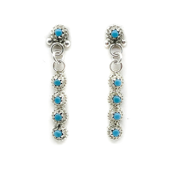 Load image into Gallery viewer, Zuni Turquoise Petit Point Dangle Earrings
