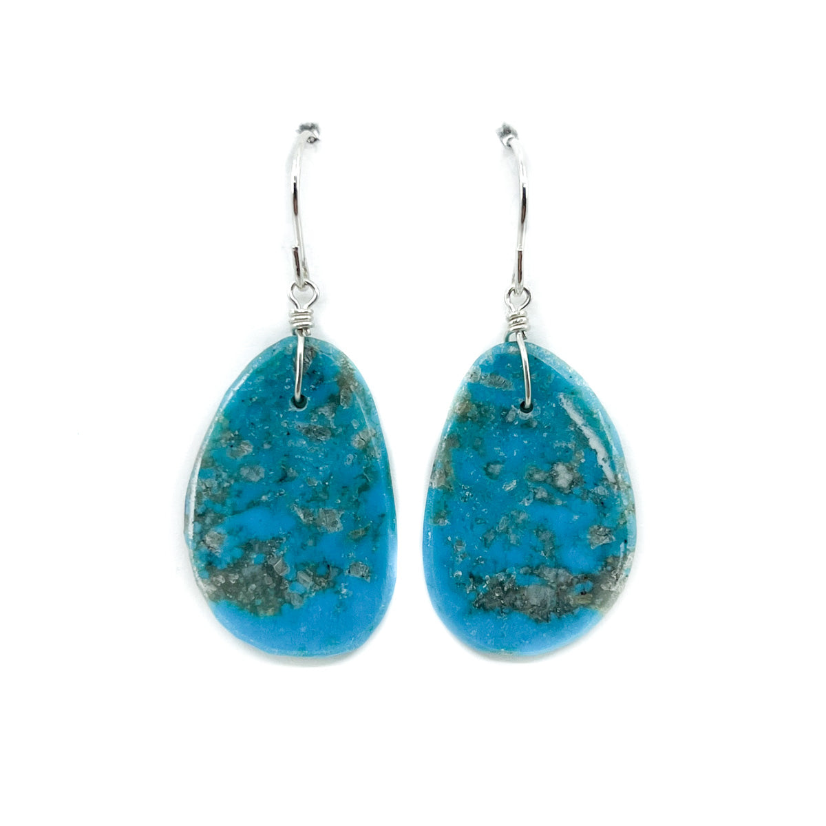 Load image into Gallery viewer, Turquoise Slab Earrings with Gray Matrix
