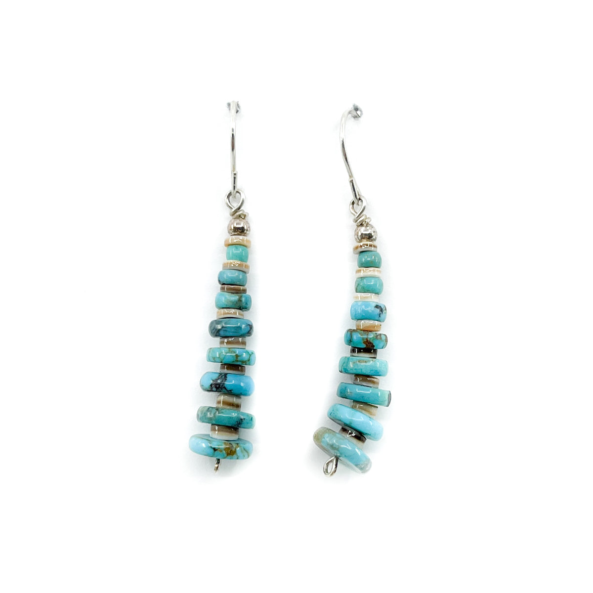 Turquoise and Shell Heishe Bead Earrings
